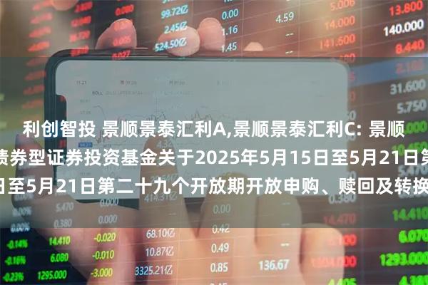 利创智投 景顺景泰汇利A,景顺景泰汇利C: 景顺长城景泰汇利定期开放债券型证券投资基金关于2025年5月15日至5月21日第二十九个开放期开放申购、赎回及转换业务的公告