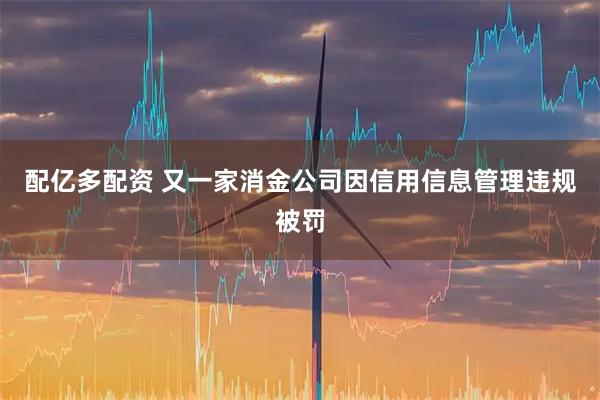 配亿多配资 又一家消金公司因信用信息管理违规被罚